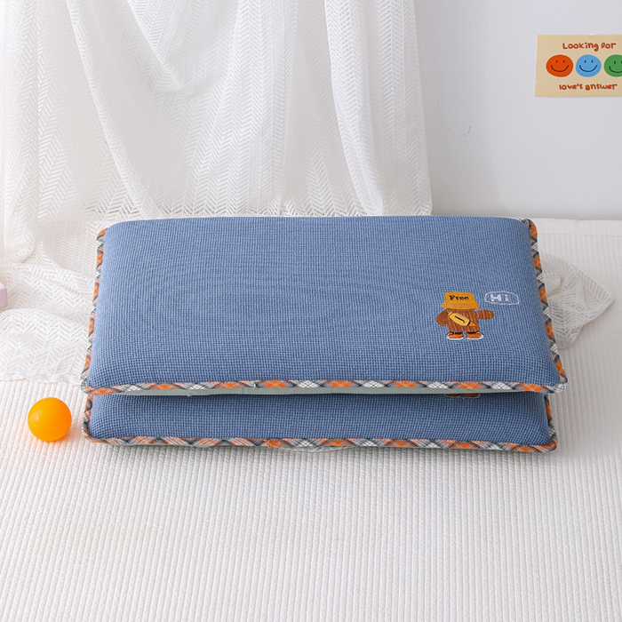 91家纺网 家纺一手货源 找家纺 织布人 2026新款枕芯全棉华夫格可拆洗幼儿园儿童枕头学生宿舍专用枕套+枕芯 全棉华夫格你好同学-蓝色