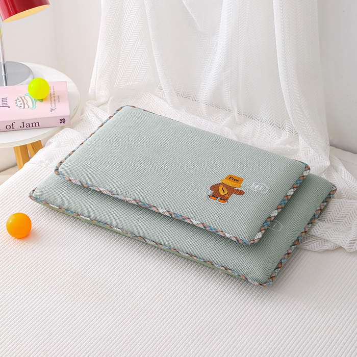 91家纺网 家纺一手货源 找家纺 织布人 2026新款枕芯全棉华夫格可拆洗幼儿园儿童枕头学生宿舍专用枕套+枕芯 全棉华夫格你好同学-绿色