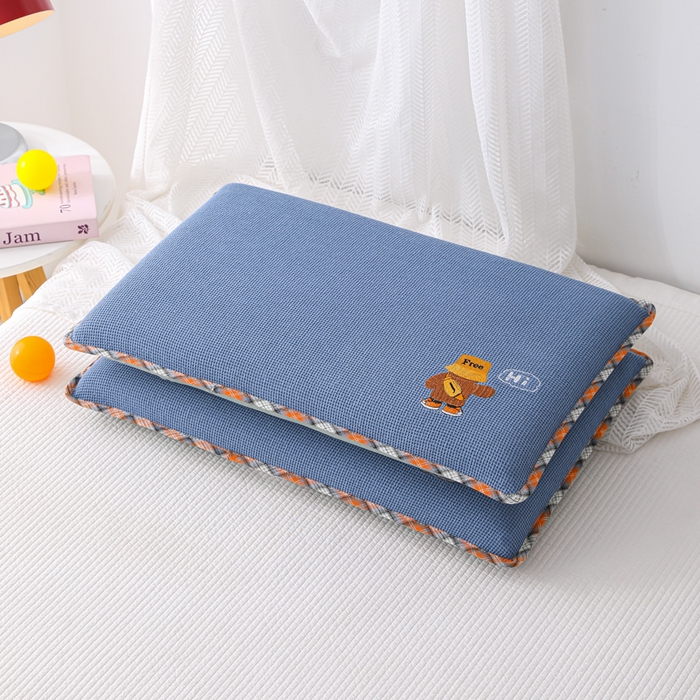 91家纺网 家纺一手货源 找家纺 织布人 2026新款枕芯全棉华夫格可拆洗幼儿园儿童枕头学生宿舍专用枕套+枕芯 全棉华夫格你好同学-蓝色