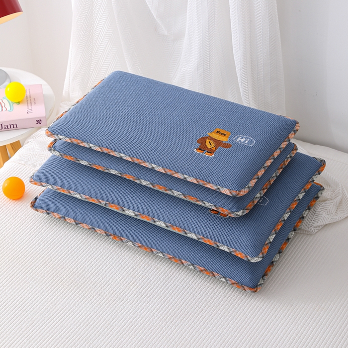 91家纺网 家纺一手货源 找家纺 织布人 2026新款枕芯全棉华夫格可拆洗幼儿园儿童枕头学生宿舍专用枕套+枕芯 全棉华夫格你好同学-蓝色