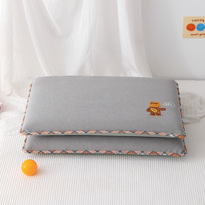 91家纺网 家纺一手货源 找家纺 织布人 2026新款枕芯全棉华夫格可拆洗幼儿园儿童枕头学生宿舍专用枕套+枕芯 全棉华夫格你好同学-灰色