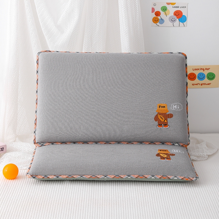 91家纺网 家纺一手货源 找家纺 织布人 2026新款枕芯全棉华夫格可拆洗幼儿园儿童枕头学生宿舍专用枕套+枕芯 全棉华夫格你好同学-灰色