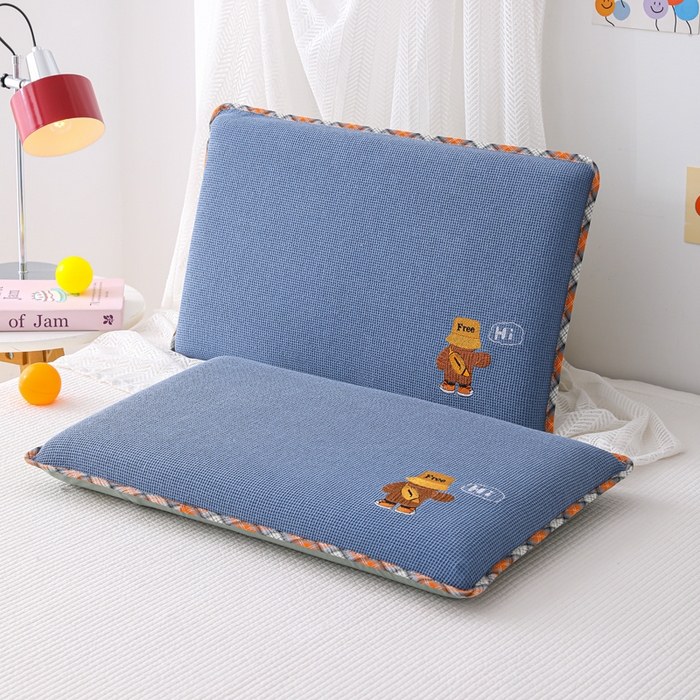 91家纺网 家纺一手货源 找家纺 织布人 2026新款枕芯全棉华夫格可拆洗幼儿园儿童枕头学生宿舍专用枕套+枕芯 全棉华夫格你好同学-蓝色