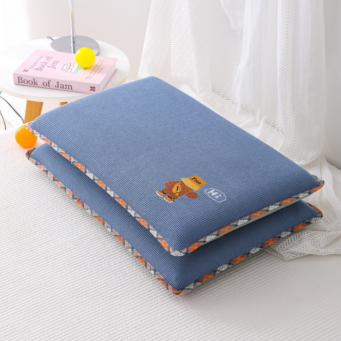 91家纺网 家纺一手货源 找家纺 织布人 2026新款枕芯全棉华夫格可拆洗幼儿园儿童枕头学生宿舍专用枕套+枕芯 全棉华夫格你好同学-蓝色