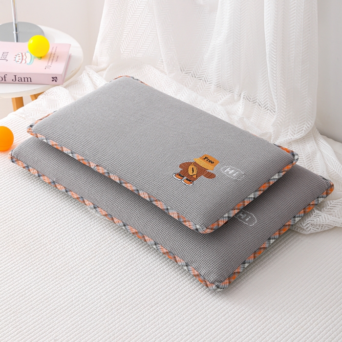 91家纺网 家纺一手货源 找家纺 织布人 2026新款枕芯全棉华夫格可拆洗幼儿园儿童枕头学生宿舍专用枕套+枕芯 全棉华夫格你好同学-灰色