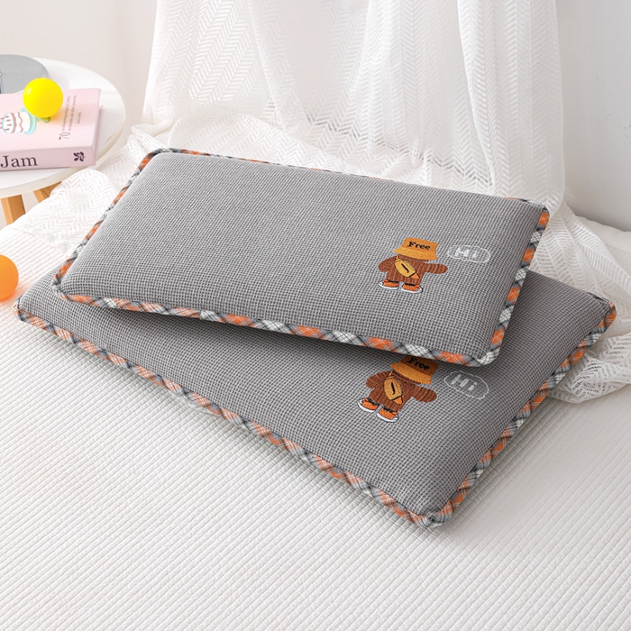 91家纺网 家纺一手货源 找家纺 织布人 2026新款枕芯全棉华夫格可拆洗幼儿园儿童枕头学生宿舍专用枕套+枕芯 全棉华夫格你好同学-灰色