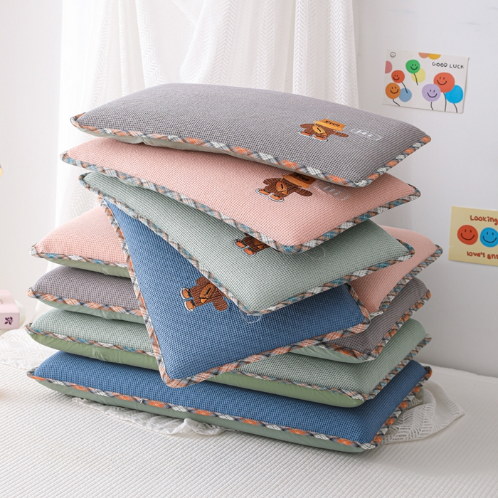 91家纺网 家纺一手货源 找家纺 织布人 2026新款枕芯全棉华夫格可拆洗幼儿园儿童枕头学生宿舍专用枕套+枕芯 组合图仅供展示-不可下单