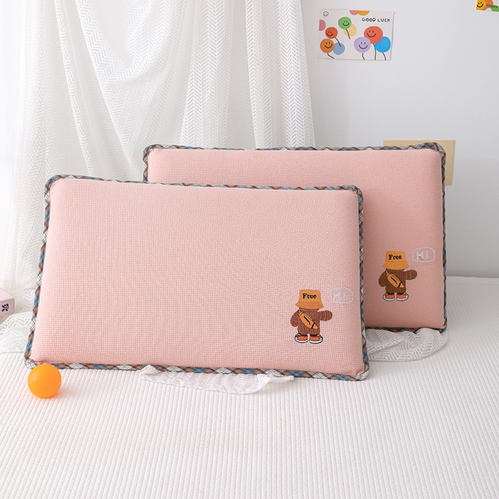 91家纺网 家纺一手货源 找家纺 织布人 2026新款枕芯全棉华夫格可拆洗幼儿园儿童枕头学生宿舍专用枕套+枕芯 全棉华夫格你好同学-粉色