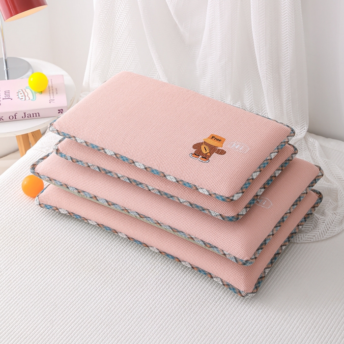 91家纺网 家纺一手货源 找家纺 织布人 2026新款枕芯全棉华夫格可拆洗幼儿园儿童枕头学生宿舍专用枕套+枕芯 全棉华夫格你好同学-粉色