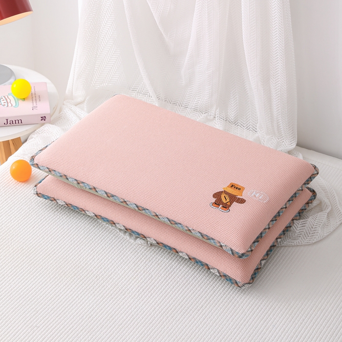 91家纺网 家纺一手货源 找家纺 织布人 2026新款枕芯全棉华夫格可拆洗幼儿园儿童枕头学生宿舍专用枕套+枕芯 全棉华夫格你好同学-粉色