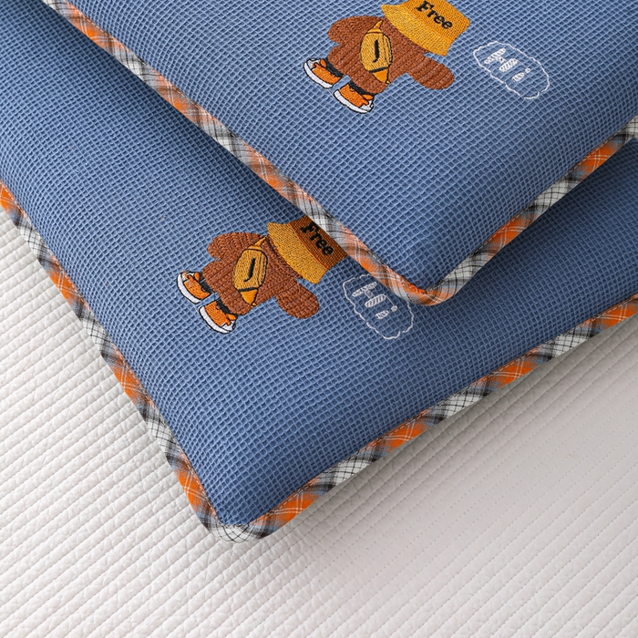 91家纺网 家纺一手货源 找家纺 织布人 2026新款枕芯全棉华夫格可拆洗幼儿园儿童枕头学生宿舍专用枕套+枕芯 全棉华夫格你好同学-蓝色