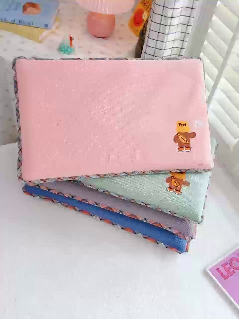 91家纺网 家纺一手货源 找家纺 织布人 2026新款枕芯全棉华夫格可拆洗幼儿园儿童枕头学生宿舍专用枕套+枕芯 全棉华夫格你好同学-粉色