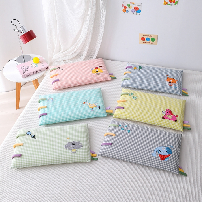 91家纺网 家纺一手货源 找家纺 （总）织布人 2026新款枕芯全棉彩虹条可拆洗幼儿园儿童枕头学生宿舍专用枕套+枕芯