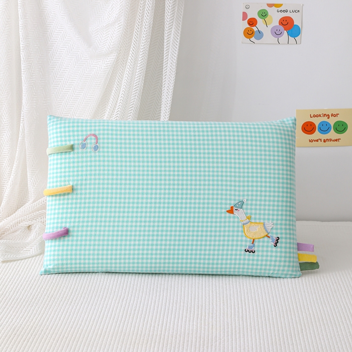 91家纺网 家纺一手货源 找家纺 织布人 2026新款枕芯全棉彩虹条可拆洗幼儿园儿童枕头学生宿舍专用枕套+枕芯 全棉彩虹条-滑板鸭鸭