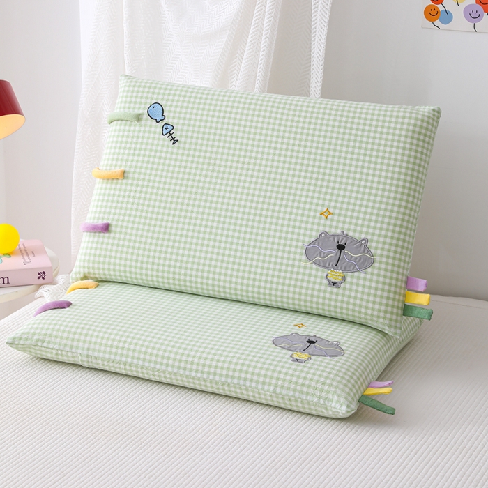 91家纺网 家纺一手货源 找家纺 织布人 2026新款枕芯全棉彩虹条可拆洗幼儿园儿童枕头学生宿舍专用枕套+枕芯 全棉彩虹条-小肥猫