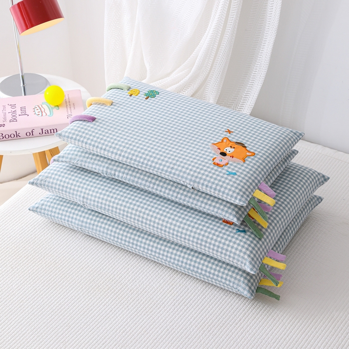 91家纺网 家纺一手货源 找家纺 织布人 2026新款枕芯全棉彩虹条可拆洗幼儿园儿童枕头学生宿舍专用枕套+枕芯 全棉彩虹条-森林小狐狸