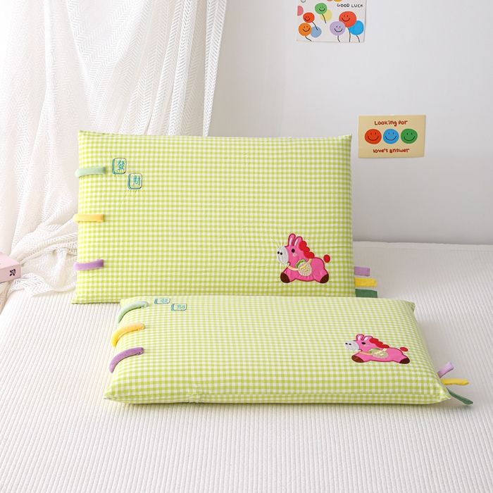 91家纺网 家纺一手货源 找家纺 织布人 2026新款枕芯全棉彩虹条可拆洗幼儿园儿童枕头学生宿舍专用枕套+枕芯 全棉彩虹条-发财小马