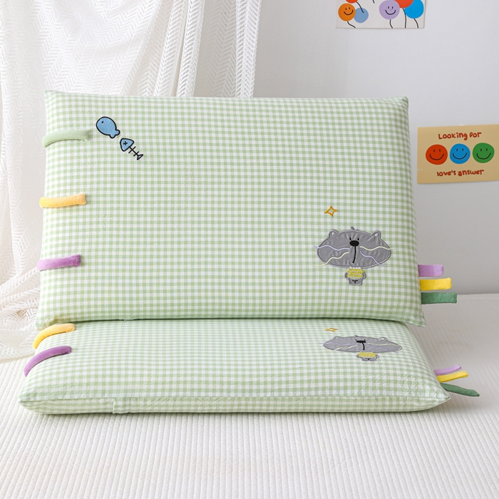 织布人 2026新款枕芯全棉彩虹条可拆洗幼儿园儿童枕头学生宿舍专用枕套+枕芯 全棉彩虹条-小肥猫