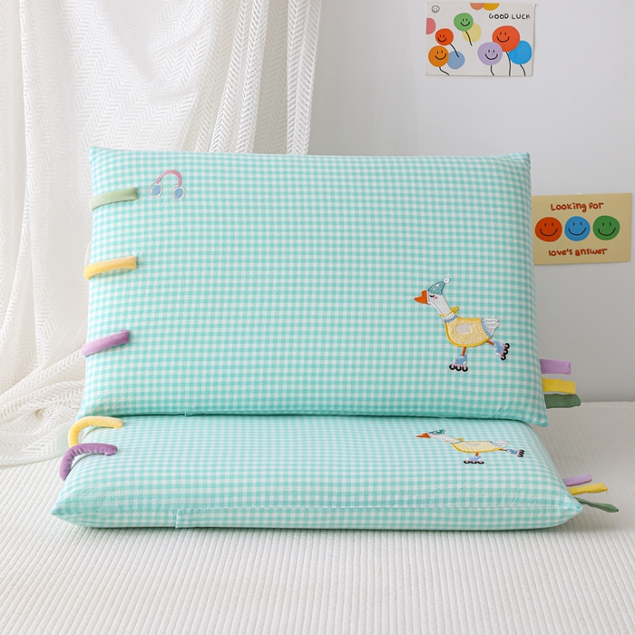 织布人 2026新款枕芯全棉彩虹条可拆洗幼儿园儿童枕头学生宿舍专用枕套+枕芯 全棉彩虹条-滑板鸭鸭