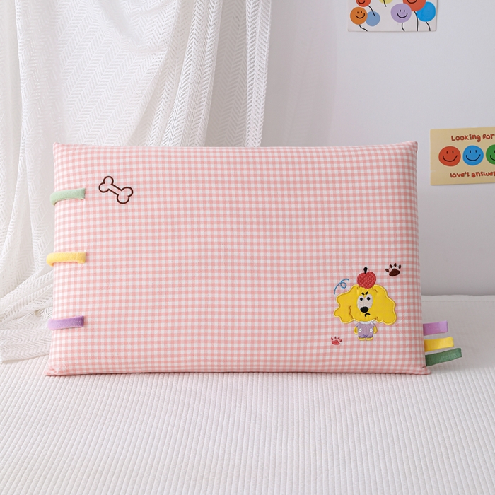 91家纺网 家纺一手货源 找家纺 织布人 2026新款枕芯全棉彩虹条可拆洗幼儿园儿童枕头学生宿舍专用枕套+枕芯 全棉彩虹条-苹果狗狗