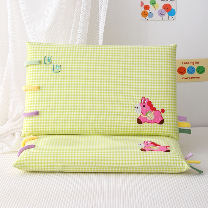 织布人 2026新款枕芯全棉彩虹条可拆洗幼儿园儿童枕头学生宿舍专用枕套+枕芯 全棉彩虹条-发财小马