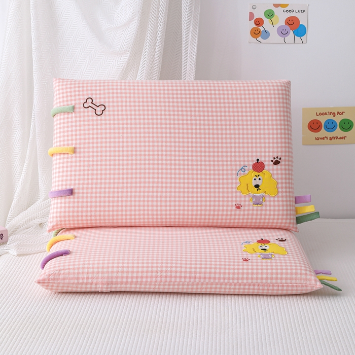 织布人 2026新款枕芯全棉彩虹条可拆洗幼儿园儿童枕头学生宿舍专用枕套+枕芯 全棉彩虹条-苹果狗狗