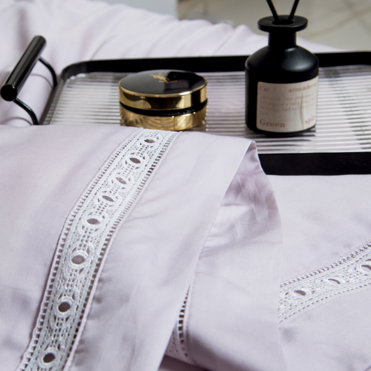 91家纺网 家纺一手货源 找家纺 三俏家纺 2026新款60支兰精天丝A类镂空床盖款夏被四件套纯色20％大豆蛋白【包质检】 暮光紫