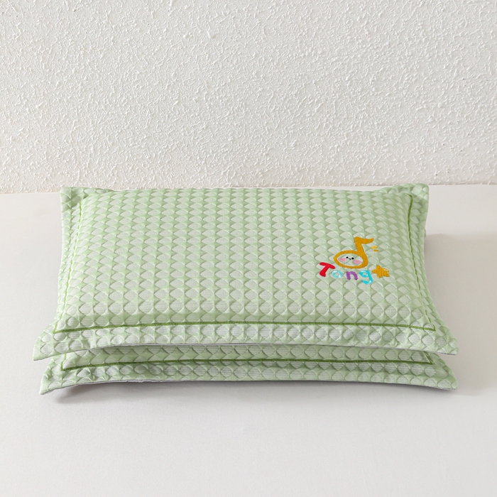 91家纺网 家纺一手货源 找家纺 织布人 2026新款枕芯夏季凉感可拆洗幼儿园儿童枕头学生宿舍专用枕套+枕芯 音乐凉感豆儿童枕-绿色