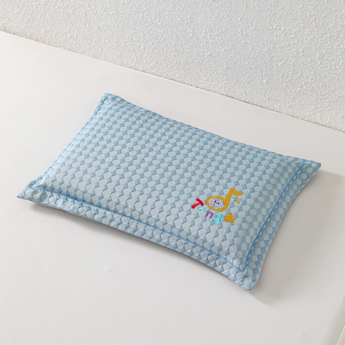 91家纺网 家纺一手货源 找家纺 织布人 2026新款枕芯夏季凉感可拆洗幼儿园儿童枕头学生宿舍专用枕套+枕芯 音乐凉感豆儿童枕-蓝色