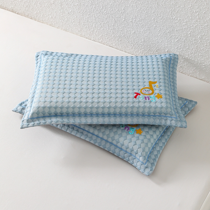 织布人 2026新款枕芯夏季凉感可拆洗幼儿园儿童枕头学生宿舍专用枕套+枕芯 音乐凉感豆儿童枕-蓝色