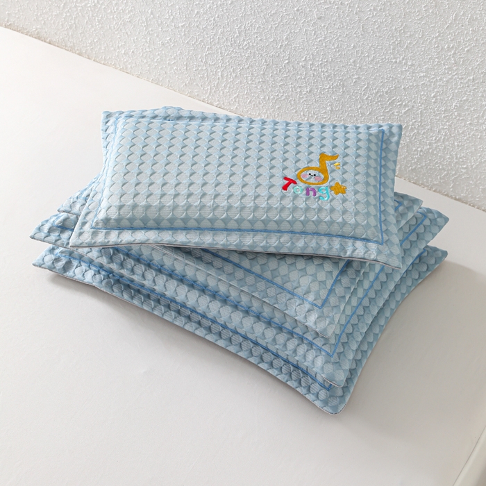 91家纺网 家纺一手货源 找家纺 织布人 2026新款枕芯夏季凉感可拆洗幼儿园儿童枕头学生宿舍专用枕套+枕芯 音乐凉感豆儿童枕-蓝色