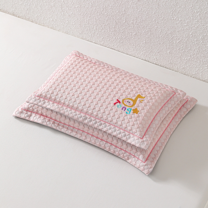 91家纺网 家纺一手货源 找家纺 织布人 2026新款枕芯夏季凉感可拆洗幼儿园儿童枕头学生宿舍专用枕套+枕芯 音乐凉感豆儿童枕-粉色