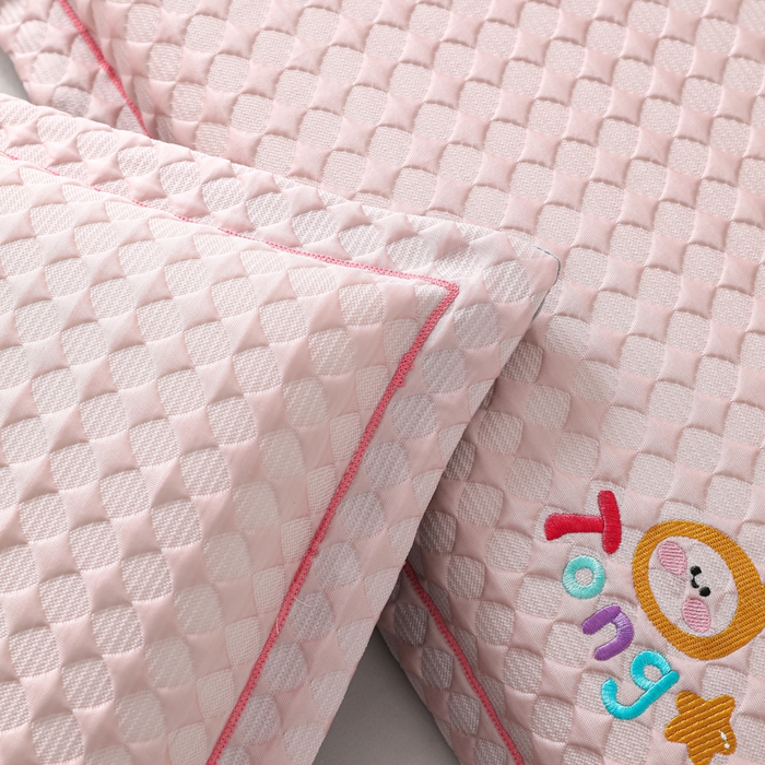 91家纺网 家纺一手货源 找家纺 织布人 2026新款枕芯夏季凉感可拆洗幼儿园儿童枕头学生宿舍专用枕套+枕芯 音乐凉感豆儿童枕-粉色