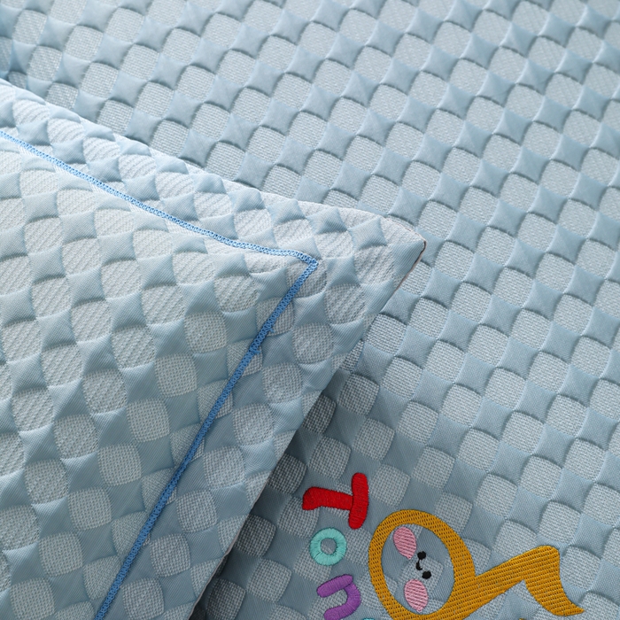 91家纺网 家纺一手货源 找家纺 织布人 2026新款枕芯夏季凉感可拆洗幼儿园儿童枕头学生宿舍专用枕套+枕芯 音乐凉感豆儿童枕-蓝色