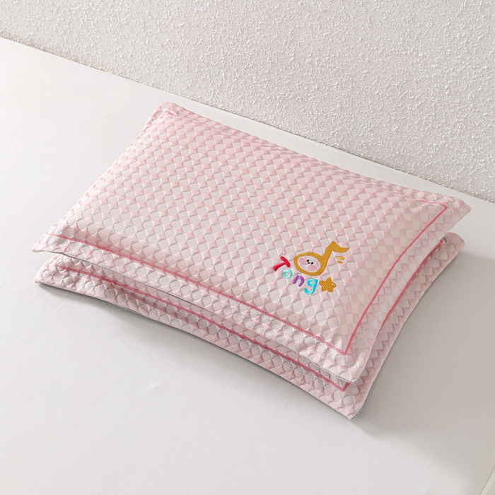 91家纺网 家纺一手货源 找家纺 织布人 2026新款枕芯夏季凉感可拆洗幼儿园儿童枕头学生宿舍专用枕套+枕芯 音乐凉感豆儿童枕-粉色