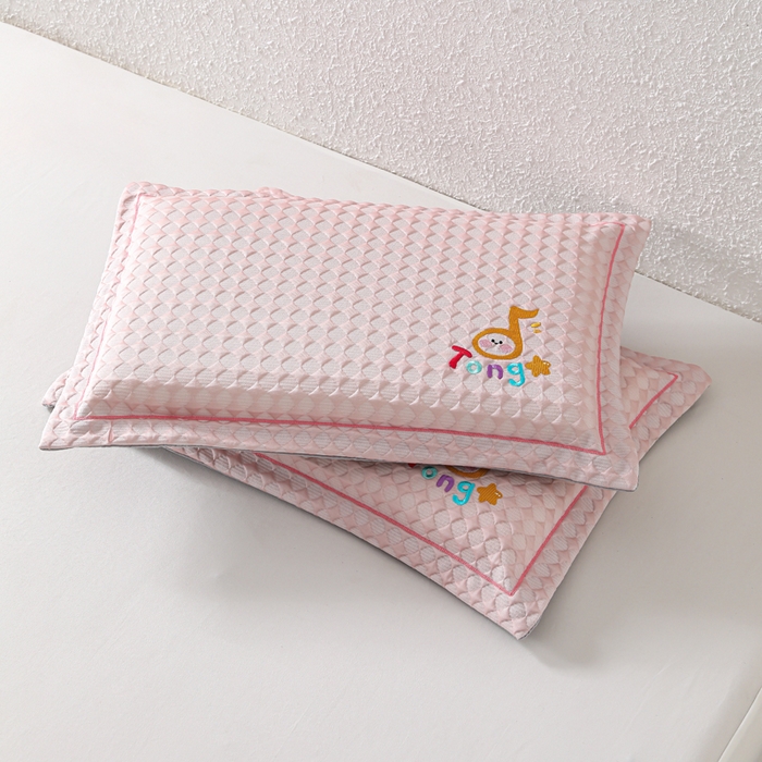 织布人 2026新款枕芯夏季凉感可拆洗幼儿园儿童枕头学生宿舍专用枕套+枕芯 音乐凉感豆儿童枕-粉色