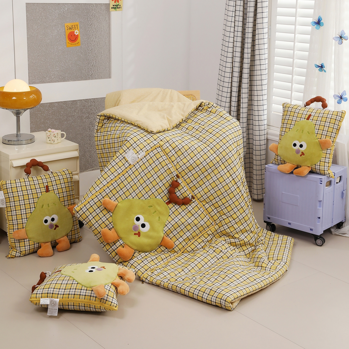 91家纺网 家纺一手货源 找家纺 照世家纺 2026新款多功能手提式抱枕被-梨想成真 和熙