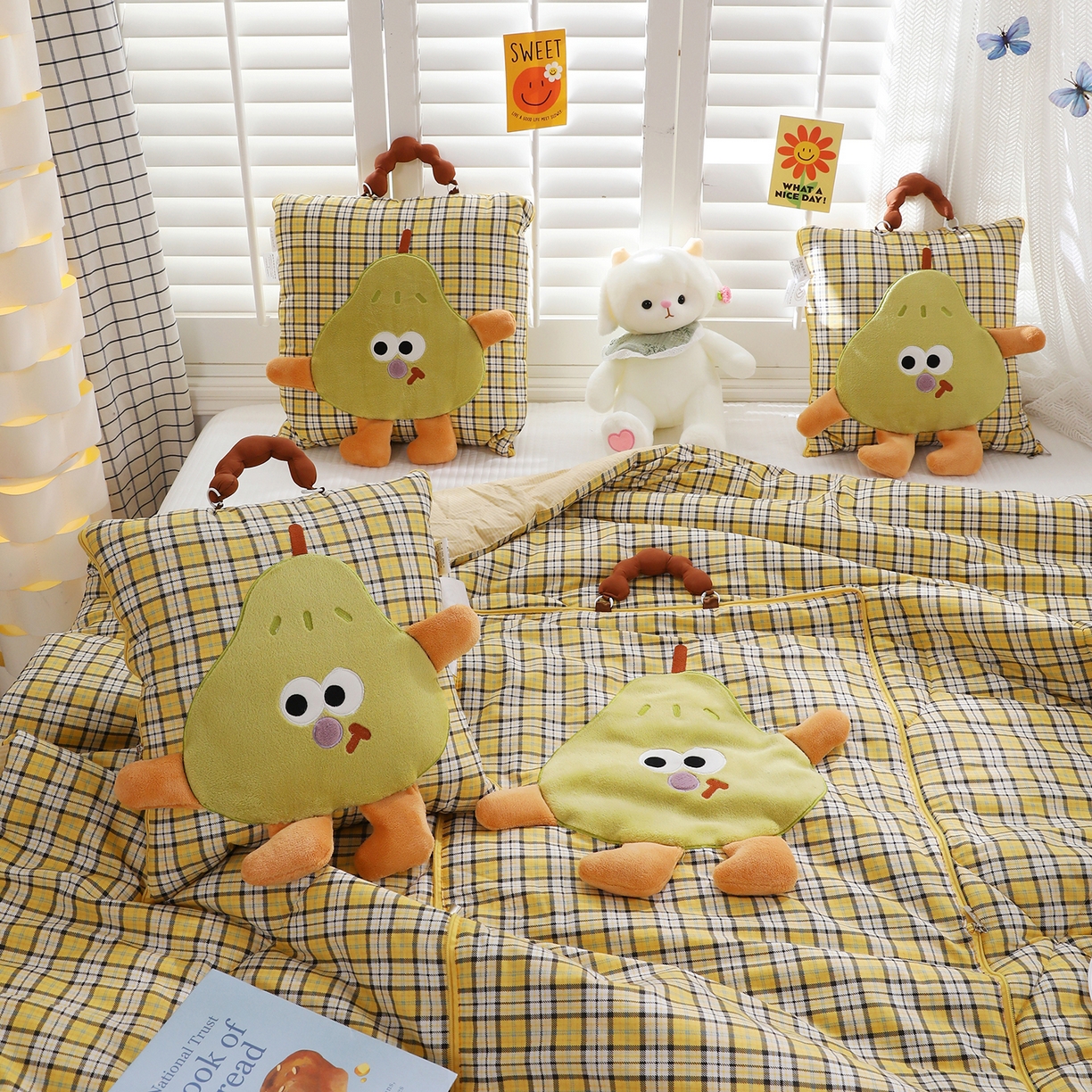 91家纺网 家纺一手货源 找家纺 照世家纺 2026新款多功能手提式抱枕被-梨想成真 和熙