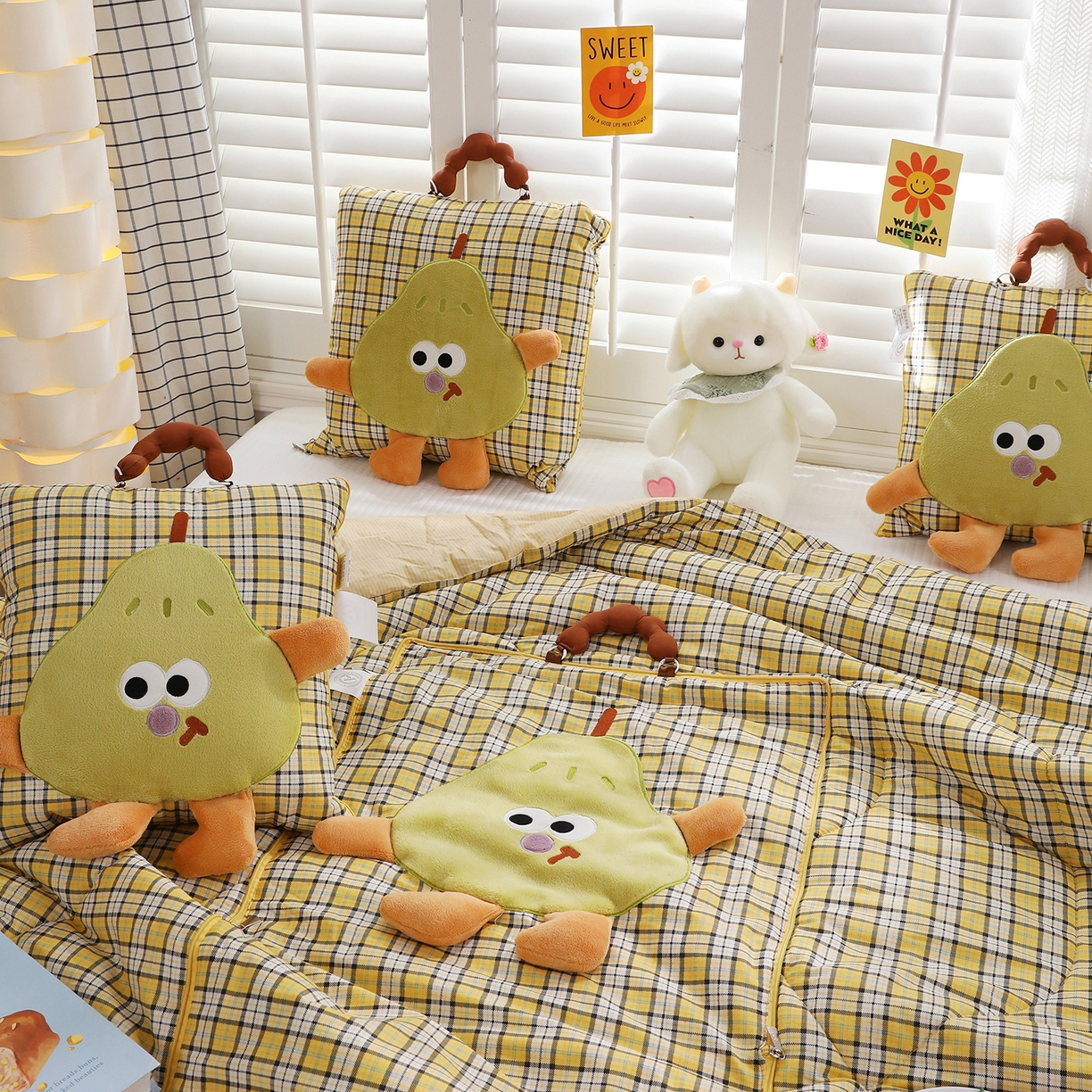 91家纺网 家纺一手货源 找家纺 照世家纺 2026新款多功能手提式抱枕被-梨想成真 和熙