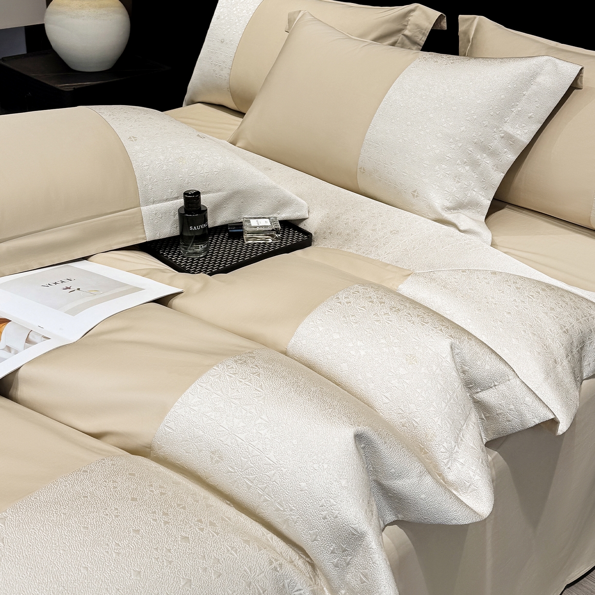 91家纺网 家纺一手货源 找家纺 （总）奥汀洛家纺 2026新款纯棉长绒棉大拼角厚织提花四件套