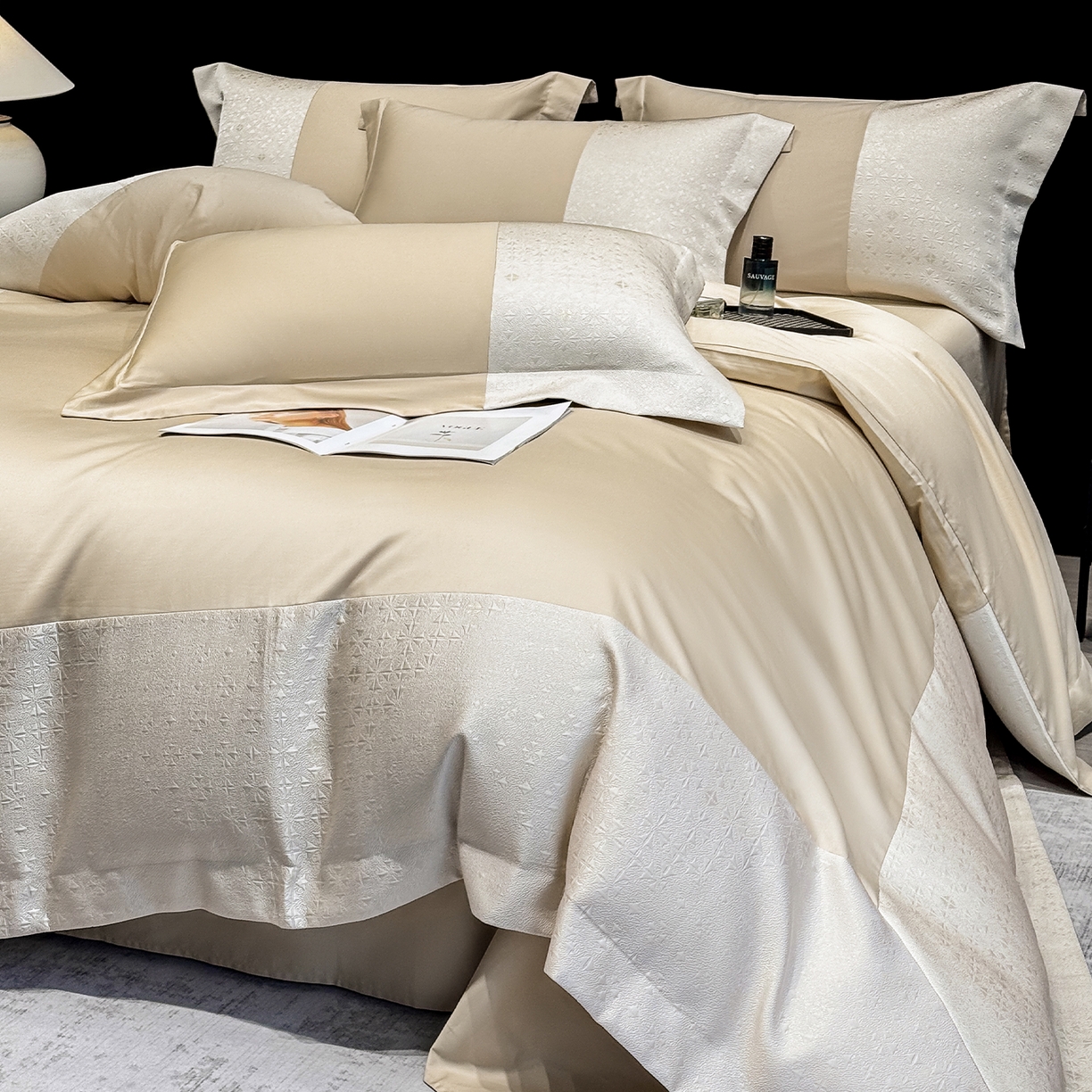 91家纺网 家纺一手货源 找家纺 （总）奥汀洛家纺 2026新款纯棉长绒棉大拼角厚织提花四件套