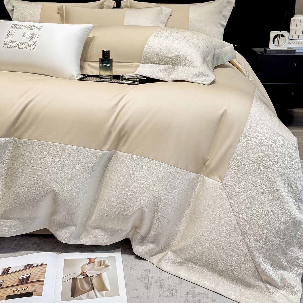 91家纺网 家纺一手货源 找家纺 （总）奥汀洛家纺 2026新款纯棉长绒棉大拼角厚织提花四件套