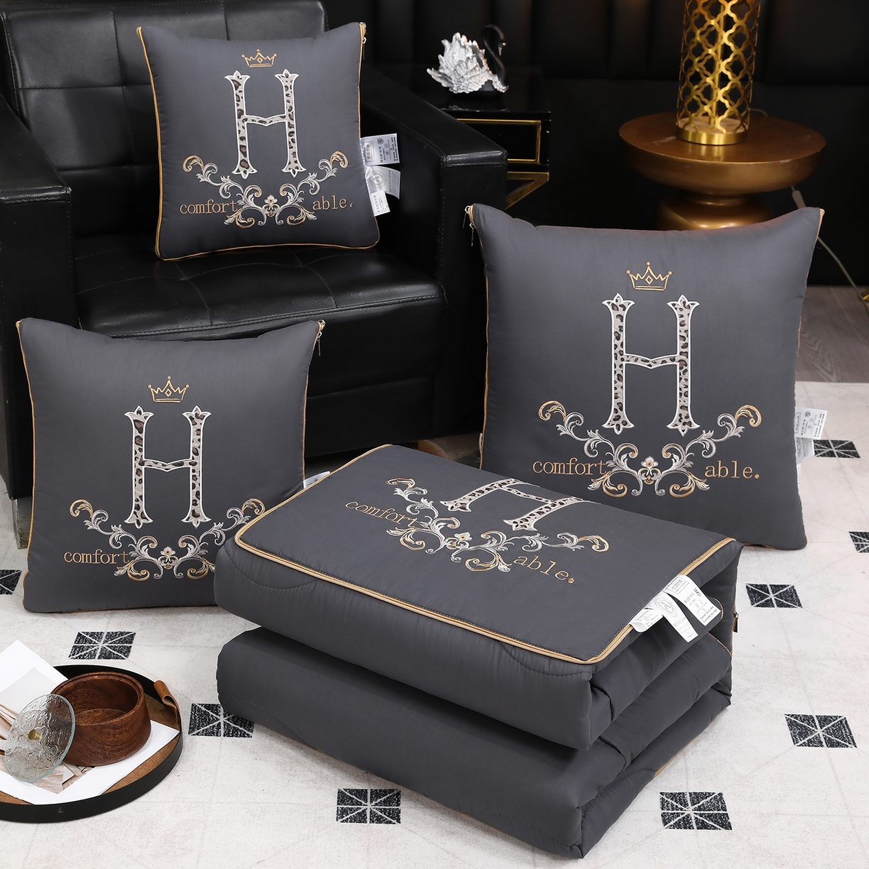 91家纺网 家纺一手货源 找家纺 （总）照世家纺 2026新款全棉安逸H款抱枕被