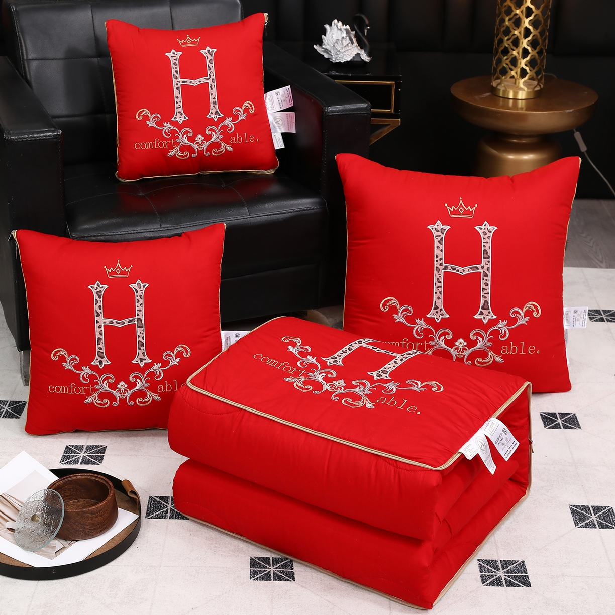 91家纺网 家纺一手货源 找家纺 （总）照世家纺 2026新款全棉安逸H款抱枕被