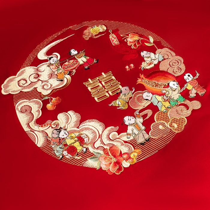 91家纺网 家纺一手货源 找家纺 （总）蒂爵 2026年重绣性价比款长绒棉提花全棉纯棉绣花婚庆四件套多件套大红色刺绣结床上用品