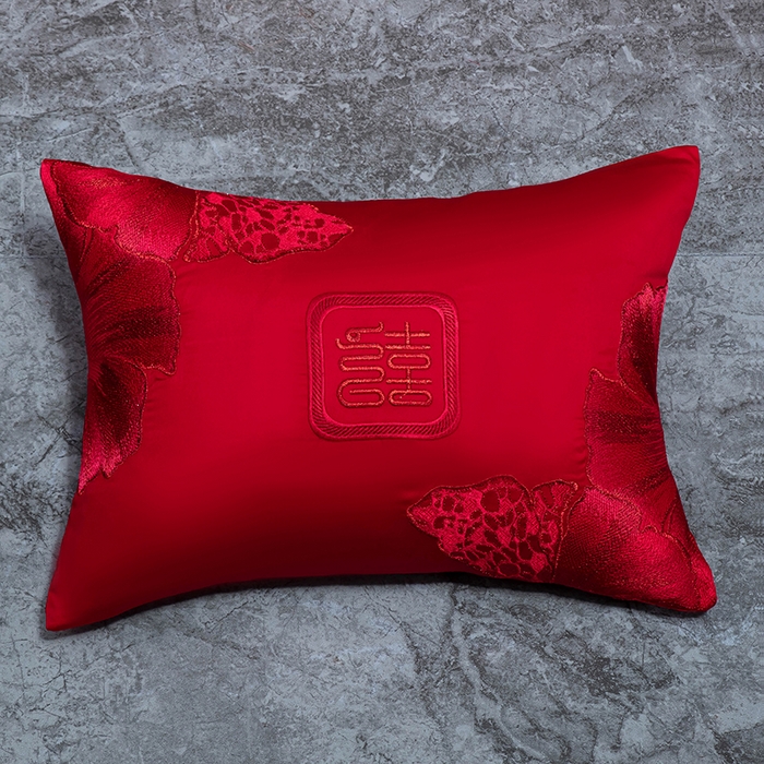 91家纺网 家纺一手货源 找家纺 蒂爵 2026年重绣性价比款长绒棉提花全棉纯棉绣花婚庆四件套多件套大红色刺绣结床上用品 海韵丹姿红