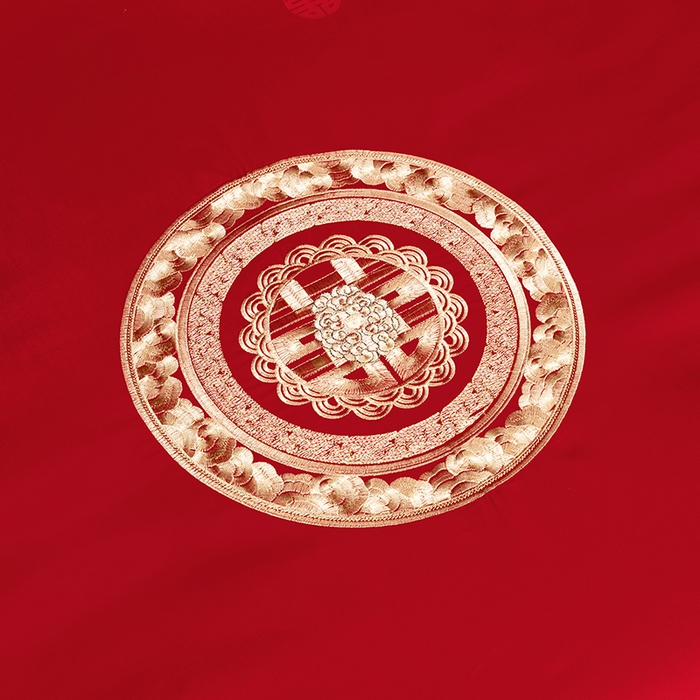 91家纺网 家纺一手货源 找家纺 蒂爵 2026年重绣性价比款长绒棉提花全棉纯棉绣花婚庆四件套多件套大红色刺绣结床上用品 海韵丹姿金