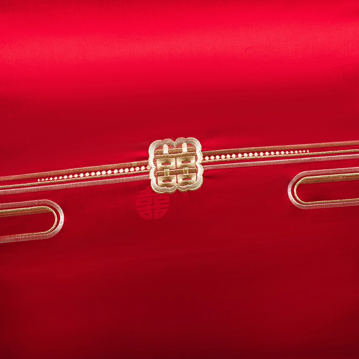 91家纺网 家纺一手货源 找家纺 蒂爵 2026年重绣性价比款长绒棉提花全棉纯棉绣花婚庆四件套多件套大红色刺绣结床上用品 花开纳福