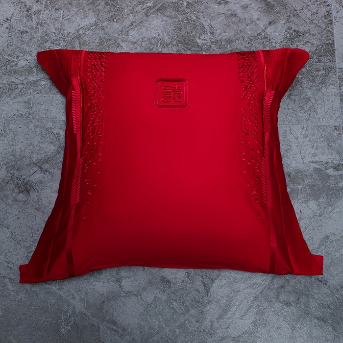 91家纺网 家纺一手货源 找家纺 蒂爵 2026年重绣性价比款长绒棉提花全棉纯棉绣花婚庆四件套多件套大红色刺绣结床上用品 欢天喜地