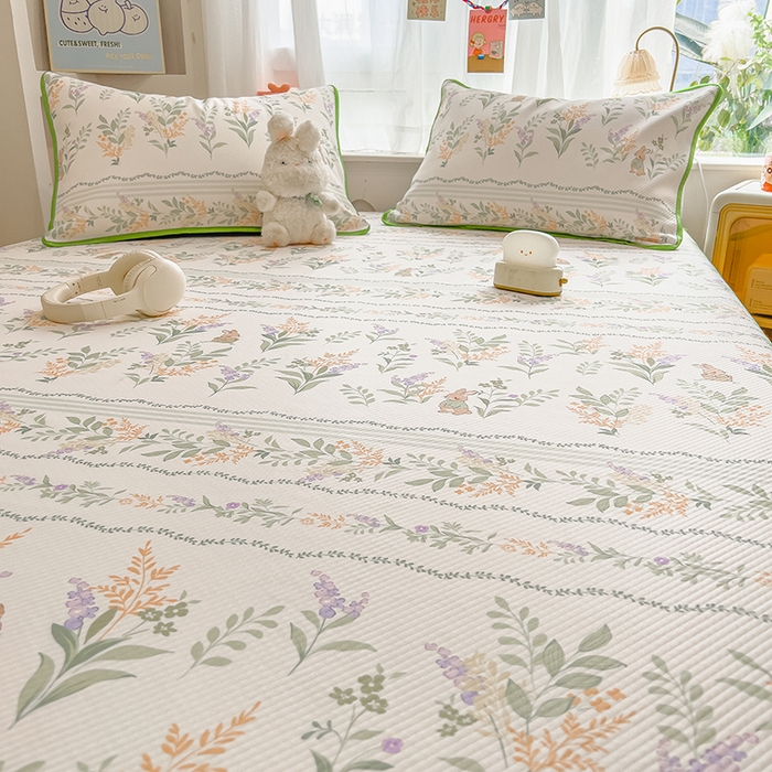 91家纺网 家纺一手货源 找家纺 莱米家纺 2026新款斜纹凉感床笠冰豆豆系列 从草集